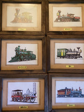 Antique Train Print- Lot of 6 Framed 8" x 10  Steam Engine Locomotives