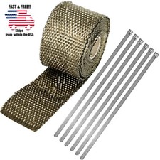2x 16.5 Titanium Exhaust Heat Wrap For Car Motorcycle With 6 Stainless Ties