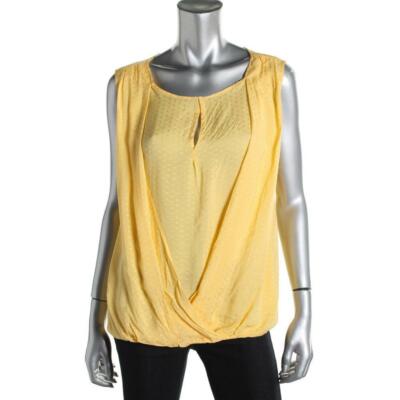 🎽🔥 ZARA Yellow Faux Wrap Sleeveless Women's New Blouse Top L