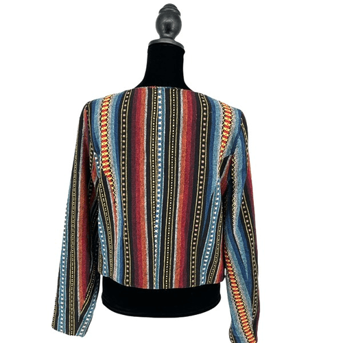 Anthropologie Sabine Women’s Beatriz Striped Asymmetric Zip Moto Jacket Multicol - Picture 4 of 7