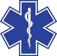 EMS EMT Star of Life 4 inch by 4 inch Sticker Decal Vinyl Blue