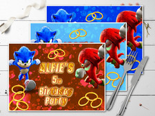 Personalised Sonic the Hedgehog  & Knuckles Disposable Paper Table Place Mats