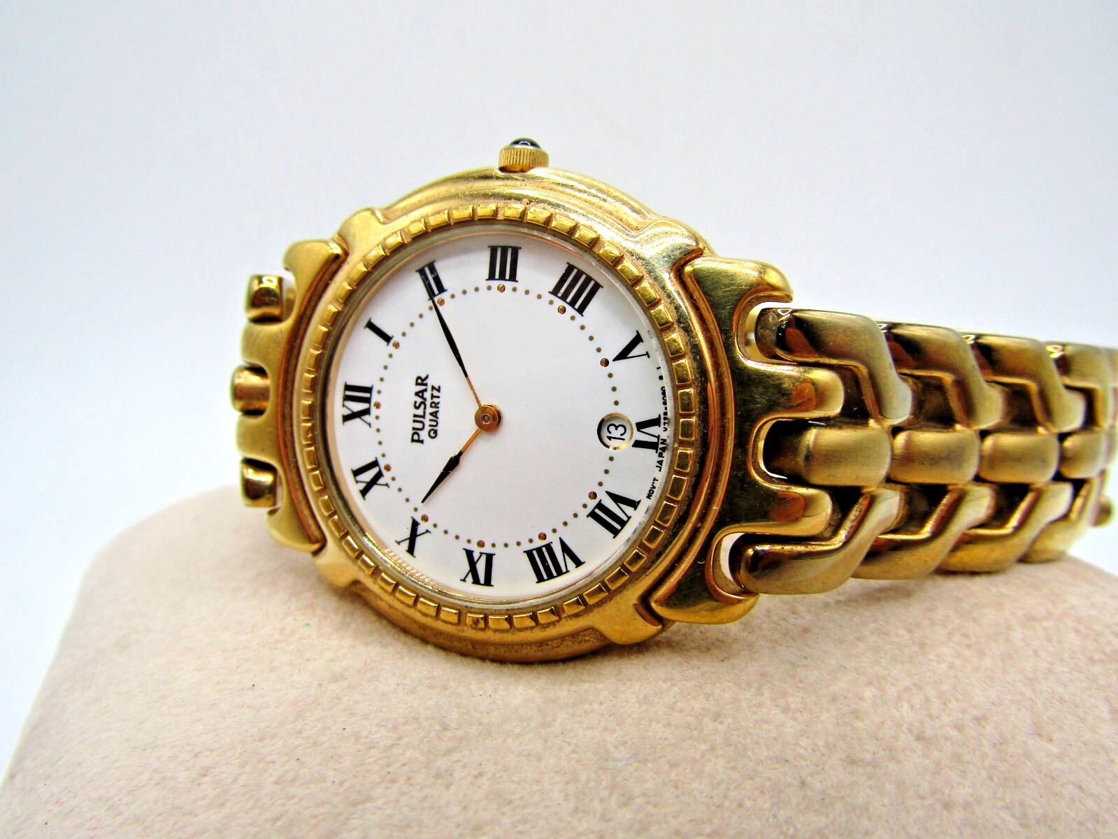 Vintage Rare Gents Pulsar by Seiko V729-6020 Roman Numeral Markers Watch Date