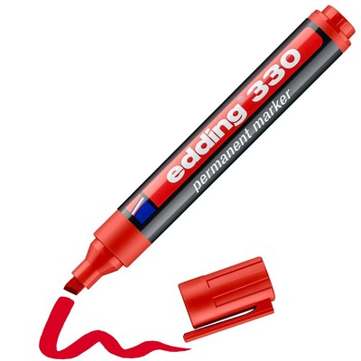 edding 330002 Permanentmarker 1-5mm Keilspitze wasserfest 10er Pack rot