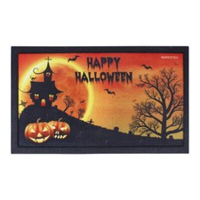 Doormat Carpet Entrance Rubber Non-slip Fantasy Halloween Pumpkins Castle