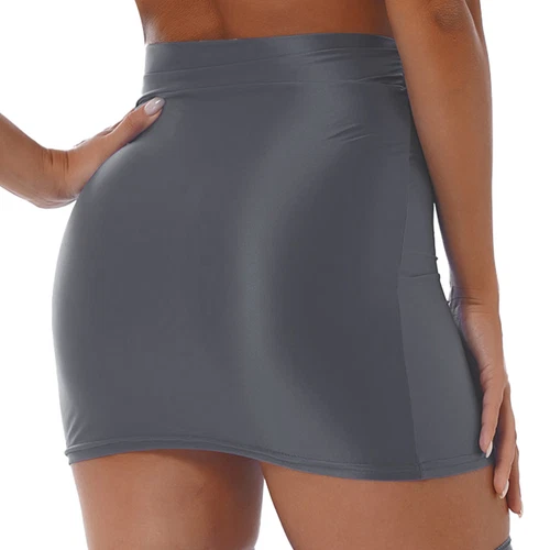 Sexy Damen glänzend Stretch Bleistift Bodycon Röcke hohe Taille Minirock Clubwear - Bild 54 von 90
