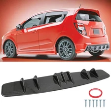For Chevrolet Sonic 2012-20 Carbon Rear Bumper Diffuser 7 Fins Spoiler Splitter