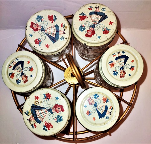 Vtg Cocktail Delight Cheese and Reese Pure Jelly Jars by Hazel Atlas with Caddy - Picture 2 of 11