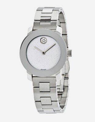 New Movado Bold Stainless Crystal Glitter Dial Womens Watch 3600568 Movado 3600568 Store Display 9.5 out of 10 Womens Bold  main image 2
