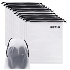 12 Pcs Clear Plastic Shoe Bags Large Shoe Packing w/ Drawstring for Men Women