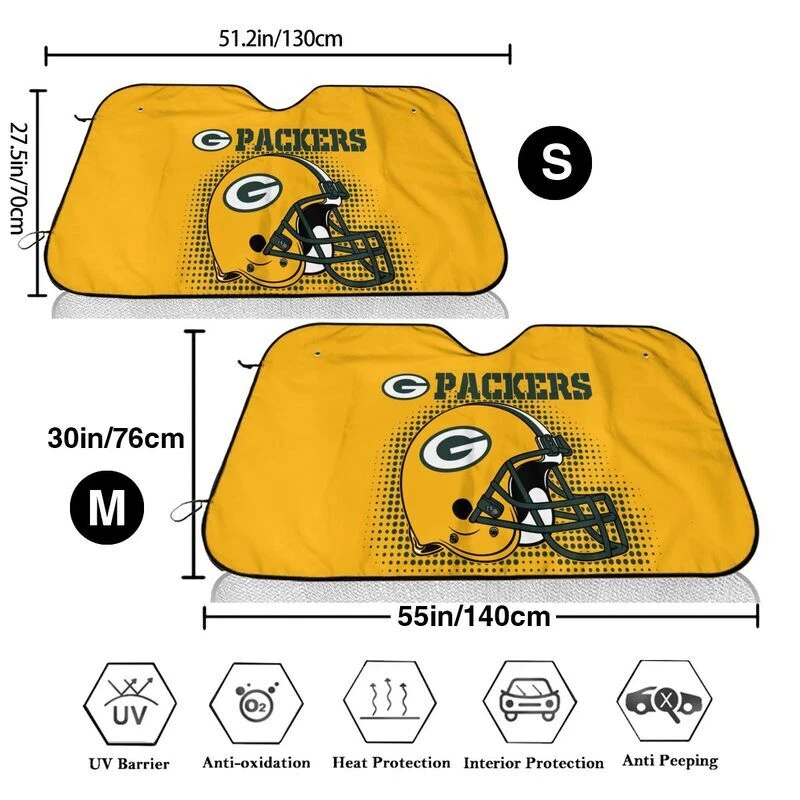 Green Bay Packers Car Windshield Sunshade Helmet Style Car Sunshade Heatproof