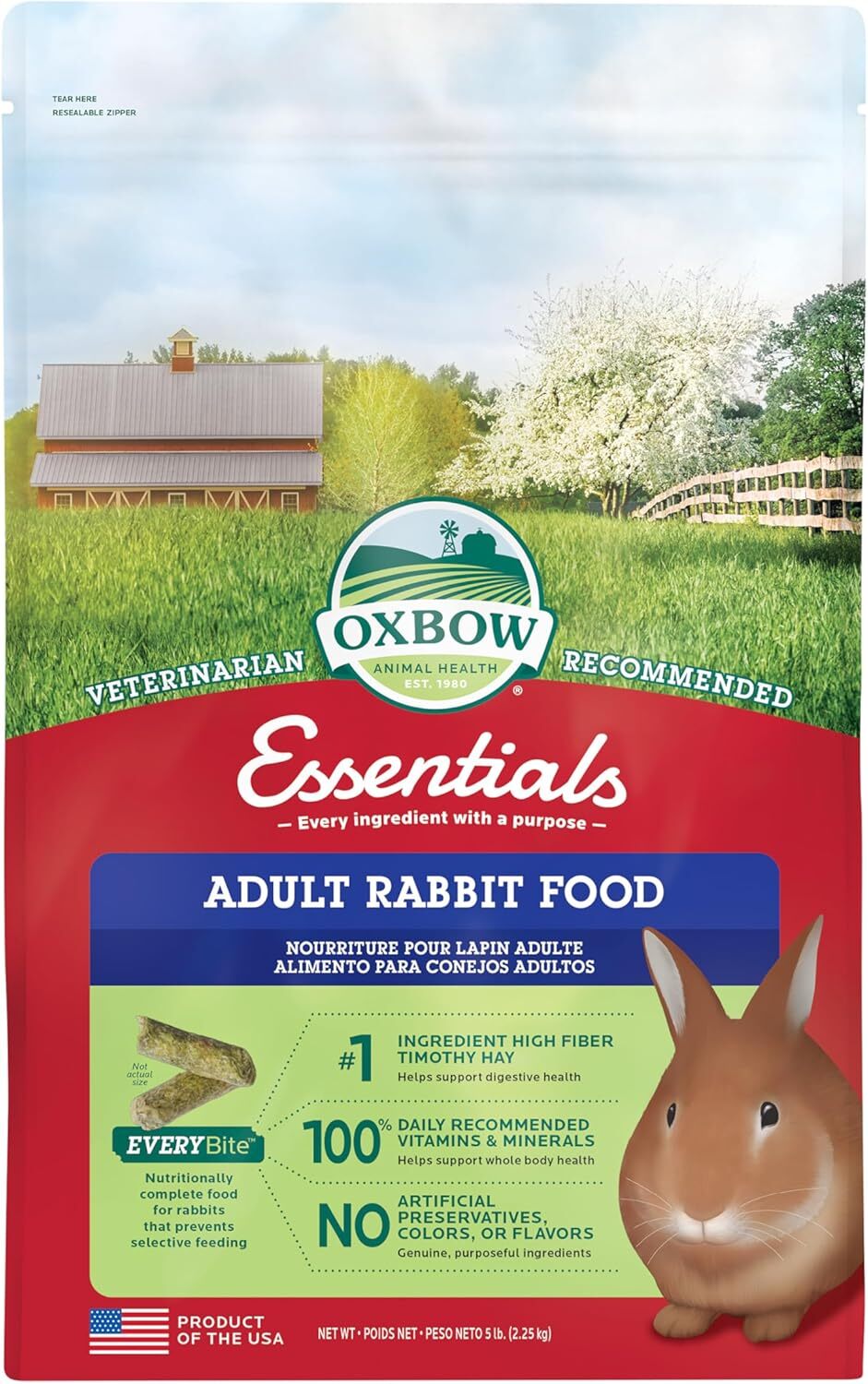 Oxbow Essentials Adult Rabbit Food - All Natural Adult Rabbit Pellets - Veterina