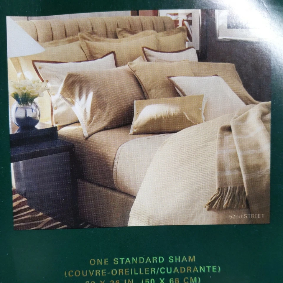 Ralph Lauren 52 nd Street Tan/Brown Herringbone Euro Sham NIP Rare - Image 2 of 4
