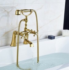 Gold Color Brass Bathroom Claw foot Tub Faucet / Filler With Hand Shower stf412