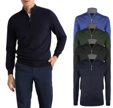 Herren Pullover Wolle Kaschmir Winter mit Reißverschluss Strickpullover Cardigan VEQUE