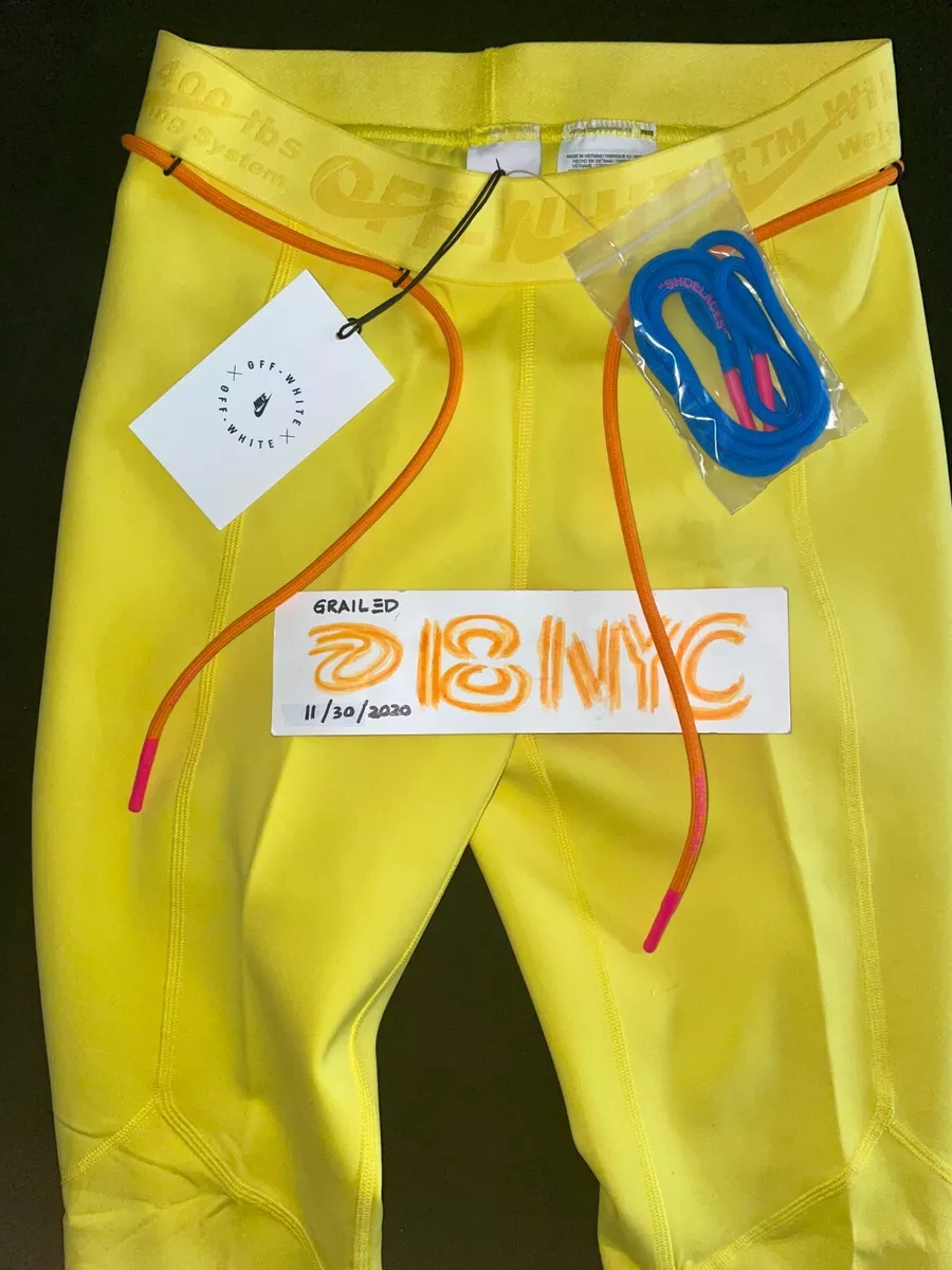 NWT Womens NIKE x OFF-WHITE SS20 NRG Yellow Tights (BV8052 731) Gyakusou sz  S