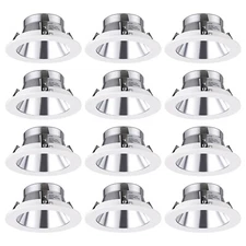 12 Pack 4"Recessed Can Light Trim, Metal Step Baffle Trim
