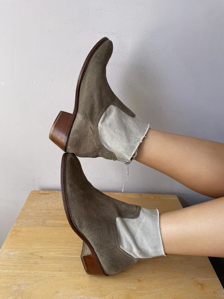 Zadig Voltaire Gamuza Lona Botines Cremallera Mujer Talla 38 / EE. UU. 7 Foto 2 de 4