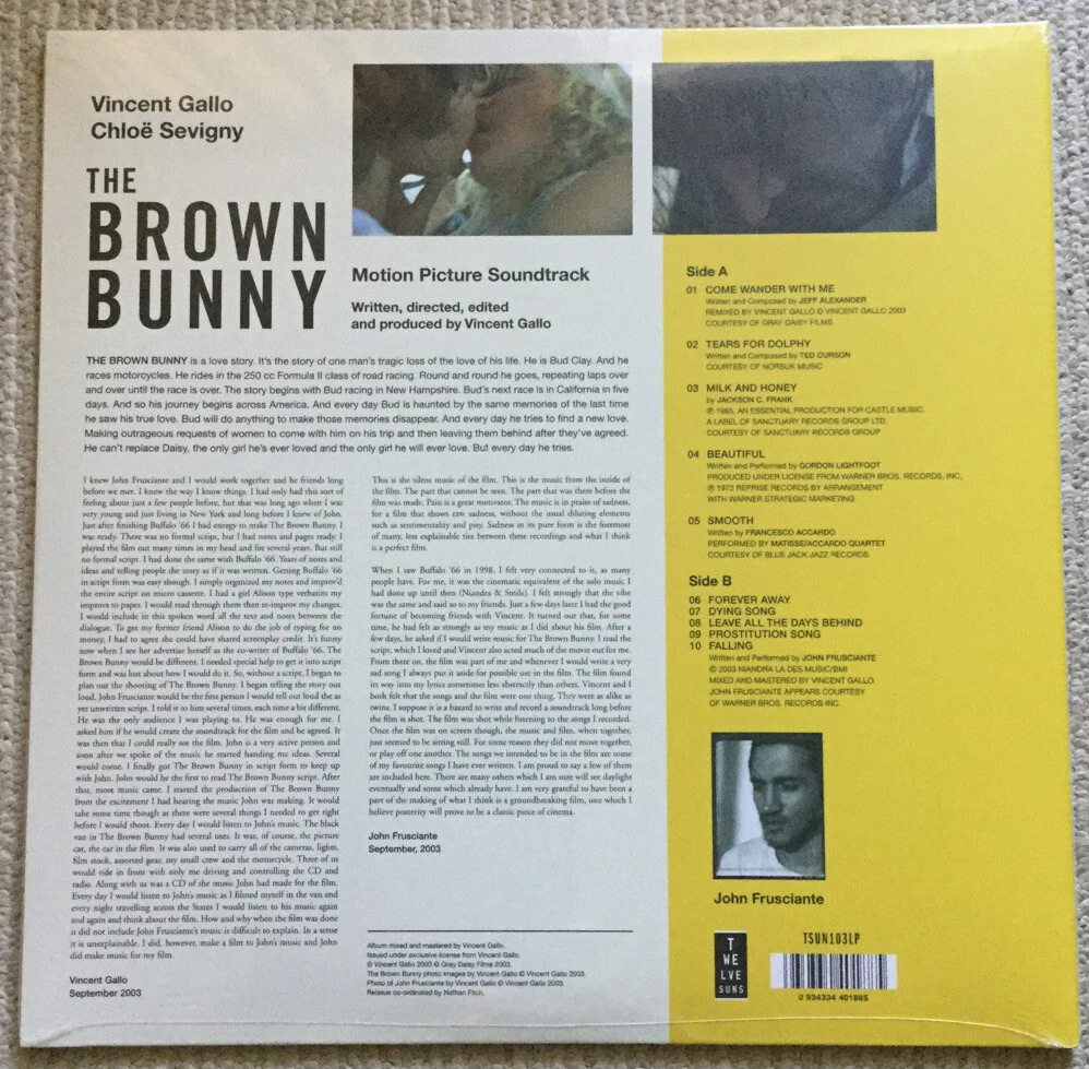 THE BROWN BUNNY—Rare Official Soundtrack for Vincent Gallo film [SEALED]