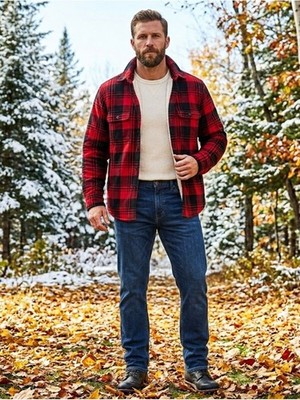 J. CREW Authentic Outerwear Mens Buffalo Flannel Sherpa-Lined Jacket Size XS