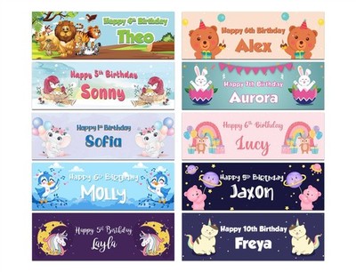 Personalised Birthday Banners Animal Design Children Kids Party Decoration 535