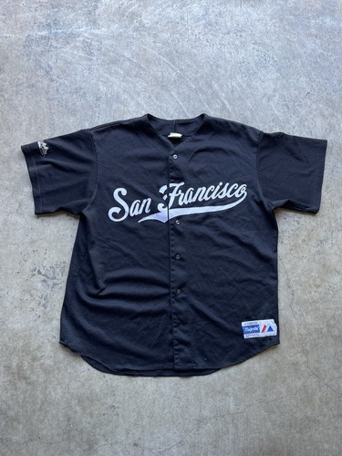 San Francisco Giants Majestic jersey men Sz L MLB Black/White Vintage USA made
