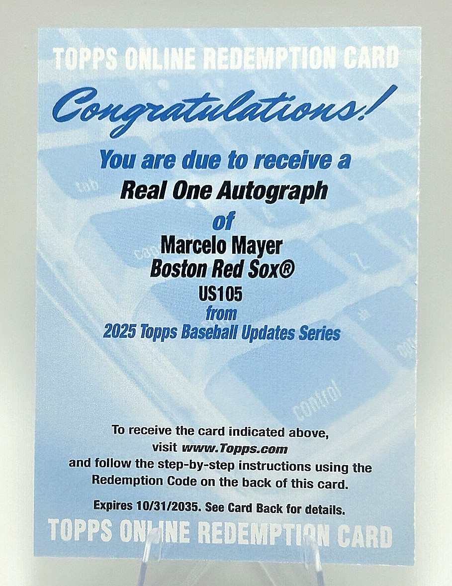 2025 Topps Update Marcelo Mayer Real One Autograph Redemption #US105 RC SSP