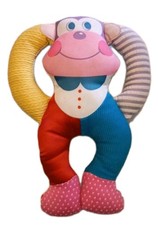 Vtg.1986 Playskool Baby Touch' Ems Monkey Plush Rattle Colorful No Rips Or Tears