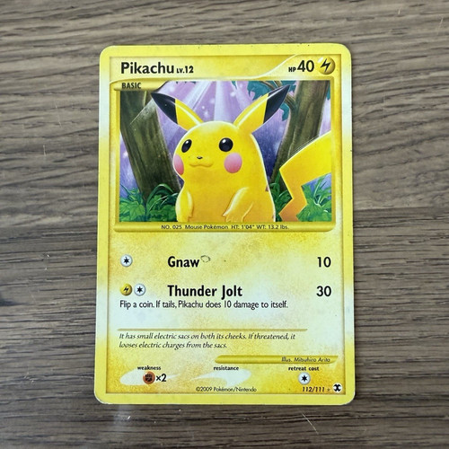 Pikachu 112/111 Rising Rivals 2009 English Secret Rare Holo 40 HP Basic