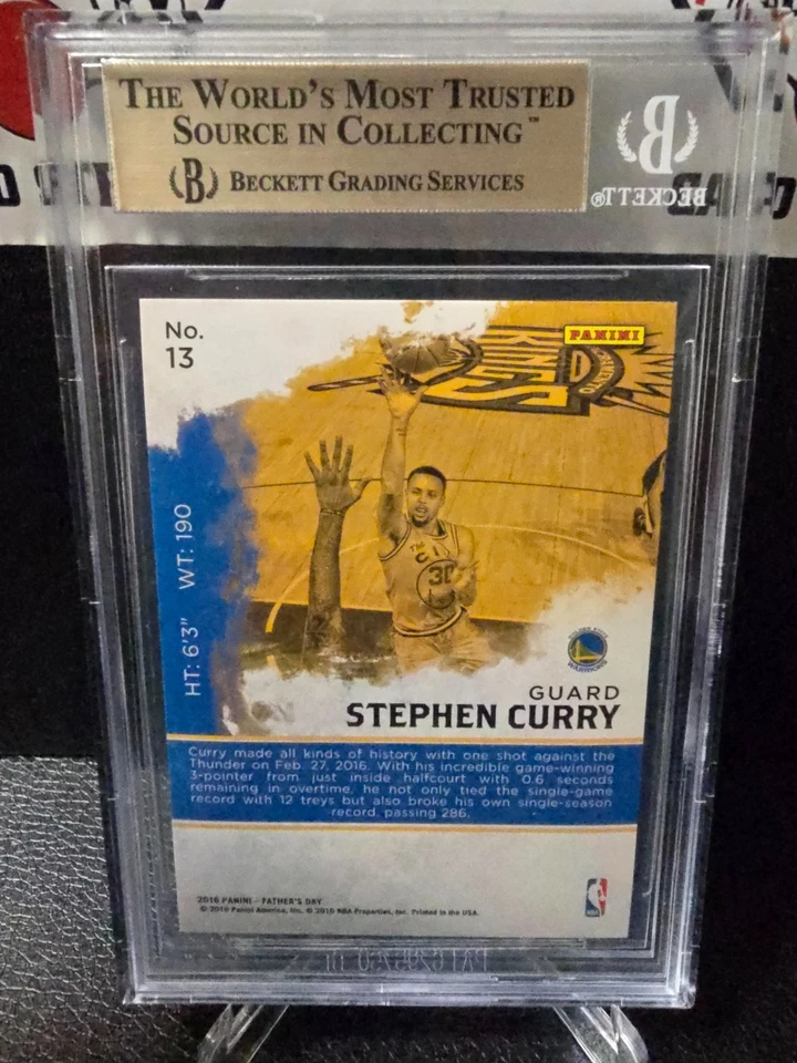 2016 Panini Father's Day Cracked Ice /25  STEPHEN CURRY #13 BGS 10 PRISTINE - Image 2 of 2