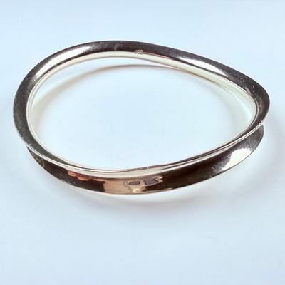 Moderner konkav gerippter 925 Sterling Silber Wellen Armreif Armband 7,25 mm
