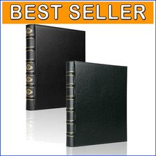 Premium Vintage 3 Ring Binders - Elegant Black & Green Leather for Professionals