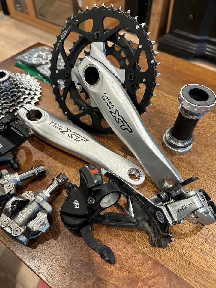 Shimano XT 9 Spd Group Crankset Shifters Derailleur Rear M760 Cassette Chain - Image 3 of 4