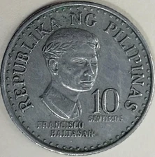 10 Sentimos - Philippines - Poet Francisco Balagtas - 1976 - VG-F