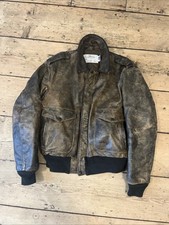 I.S. 674. M.S. Schott Brown Leather Bomber /Flight Jacket Sz 44 Made In USA.