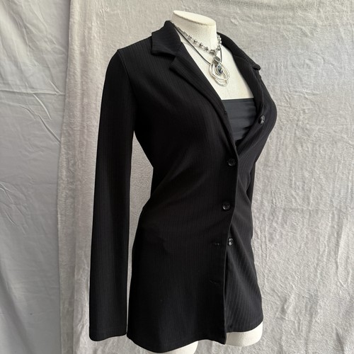 Vintage Y2K FOREVER 21 Long Jacket Womens M Black 90s Grunge Goth Whimsigoth - Picture 6 of 13
