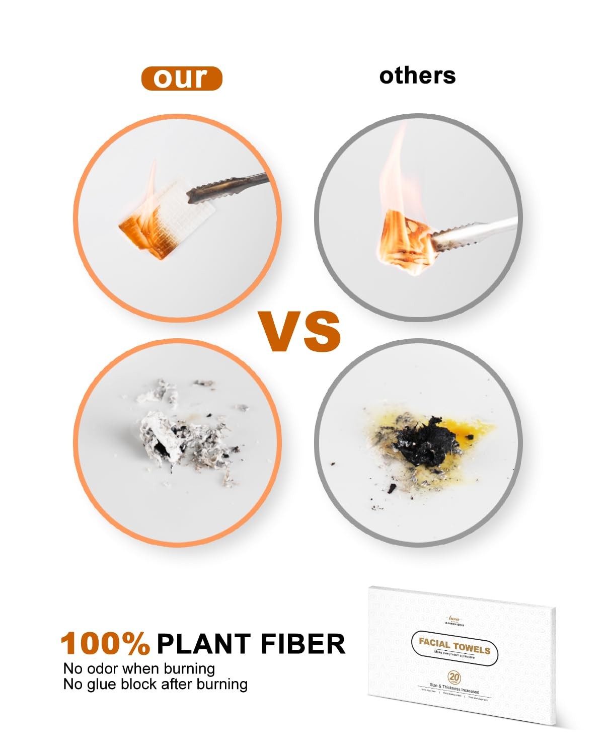 Clean Facial Towels XL, 100% Biodegradable Biobased Face Towel, Disposable Face