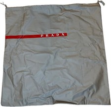 Authentic PRADA Drawstring Dust Bag Grey Red PVC Travel Storage Bag 15x16