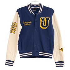 Universal Studios 1912 Collegiate Varsity Bomber Jacket Navy Embroidered Y2K
