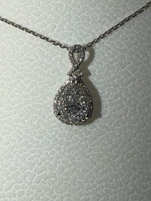 Jared natural diamond tear necklace 14k 1/2ct adjustable chain. Center stone 1/6