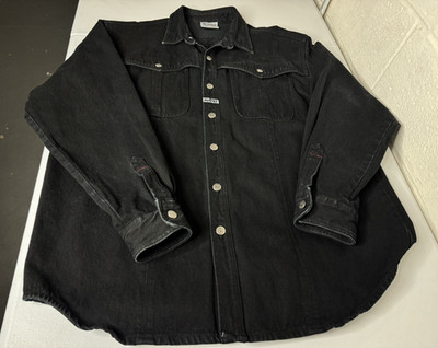 Men's Vintage KARL KANI JEANS XL Black Button Denim Cotton Jacket