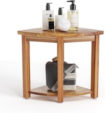 17'' Teak Shower Stool Corner Teak Shower Bench Storage Shelf Smart FENDEE