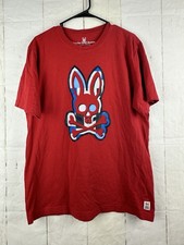 Psycho Bunny T-Shirt Men XL Red Bunny Graphic Print Crew Neck Size 7
