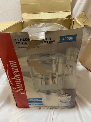 Sunbeam J3000 Water Filter System Clear with Refillable Bottle & 3 Filters