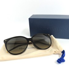 LOUIS VUITTON LV First Round Sunglasses Cat Eye Z1710E Black Gold with Case Auth