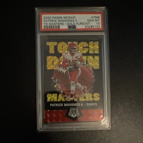 Patrick Mahomes 2020 Panini Mosaic TD Masters Gold Fluorescent#TM8 PSA 10 9/20