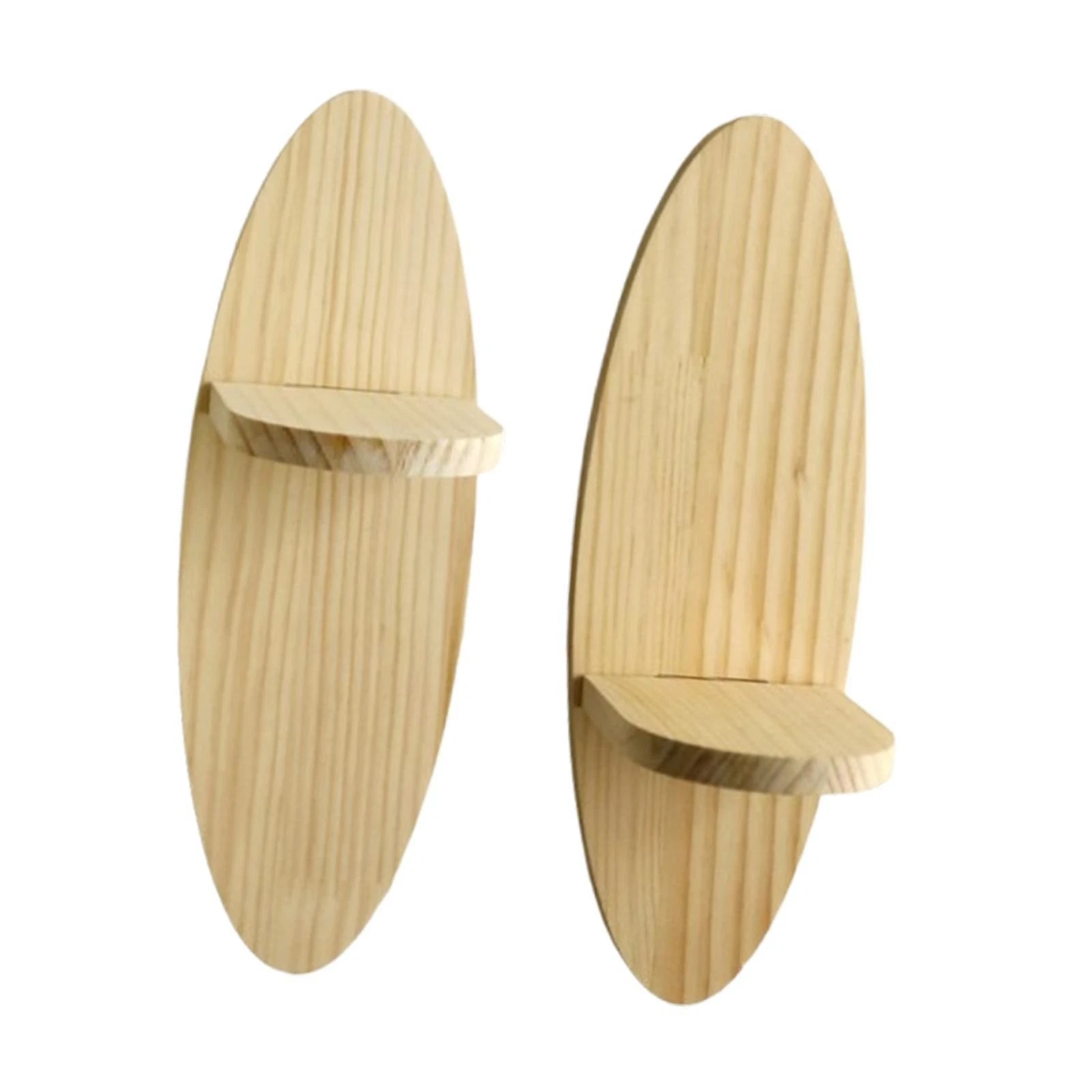 2 Pieces Oval Wall Shelf Wood Display Stand Versatile Practical Modern Storage