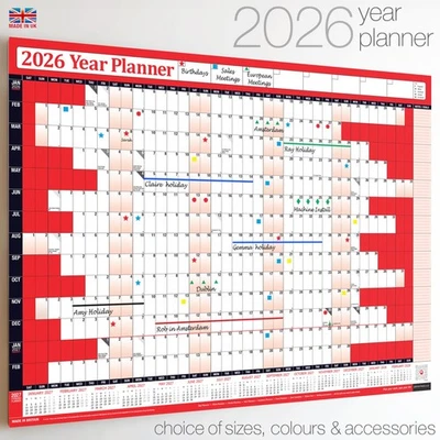PLANNER HEAD 2026 Wall Planner Calender Wall Chart Calendar Holidays ✔WIDEST RANGE ON EBAY