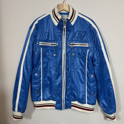 Cipo & Baxx CBJ Bomber Jacket Blue Varsity Style Mens XL   Faux Leather Wear