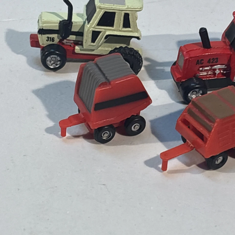 Vintage Lot Of Four Fun, Micro Machines, Farm Tractors With Implements ￼ - Image 2 of 4